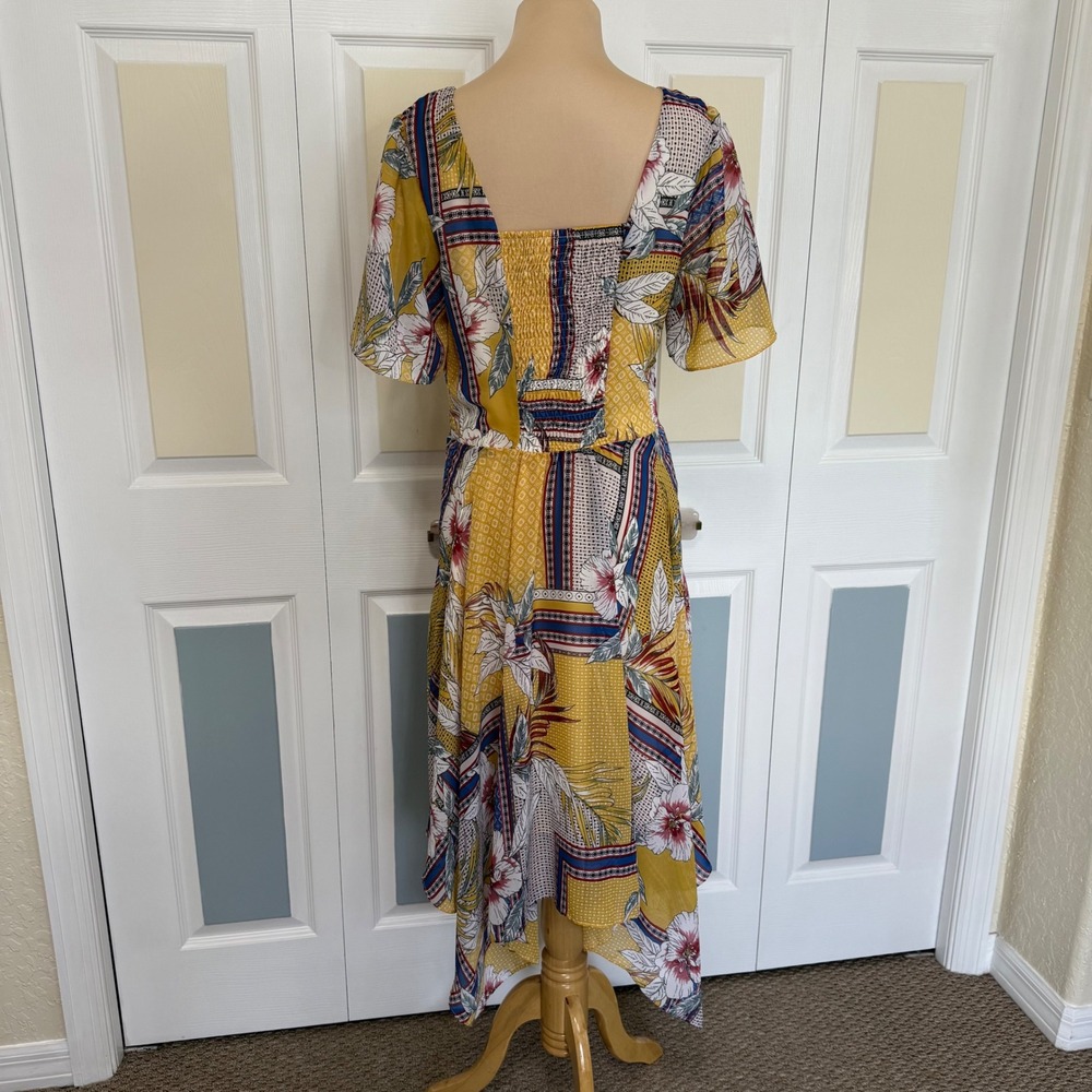 Rabbit Rabbit Rabbit Designs Floral Patchwork Midi Dress Yellow Womens 10